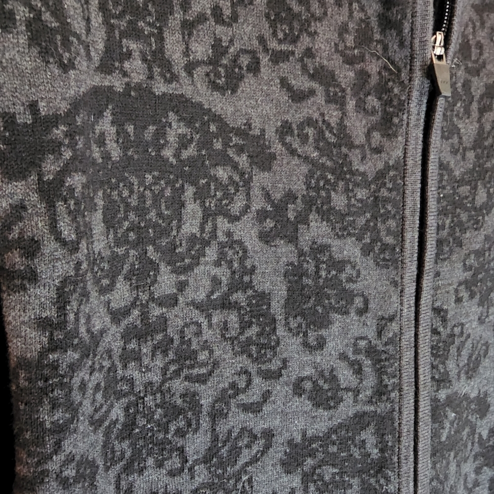 SKYR black gray Double Zip Sweater Knit Tunic Jacket SZ Medium - Picture 3 of 9